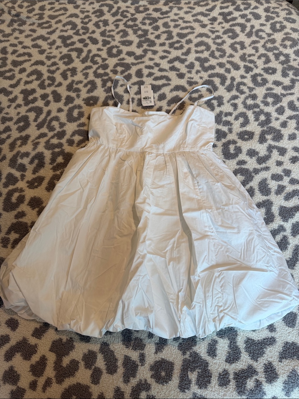 Abercrombie & Fitch White Spaghetti-Strap Mini Bubble Hem Dress